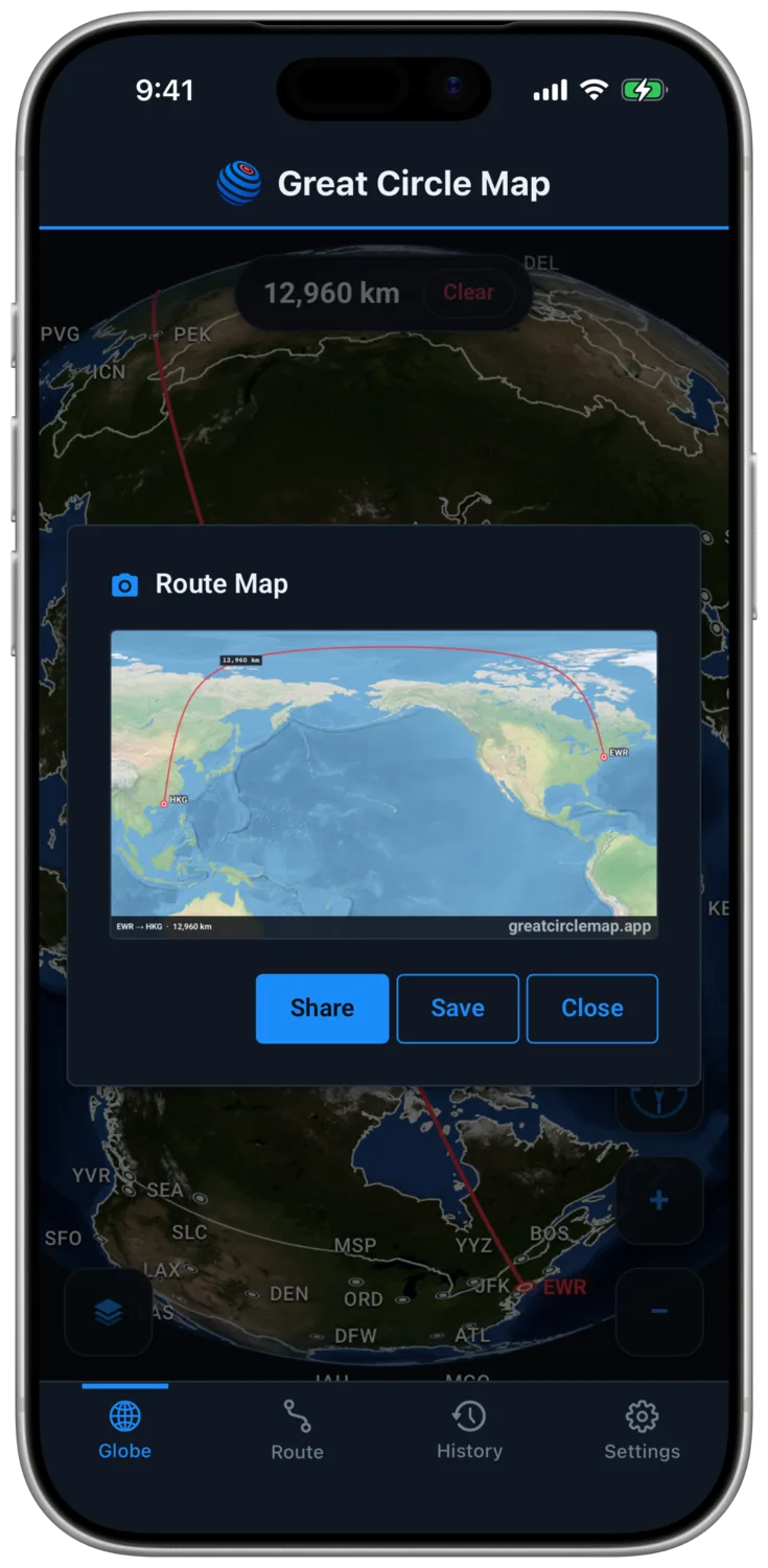 The Route Map Export With a Flat Projection