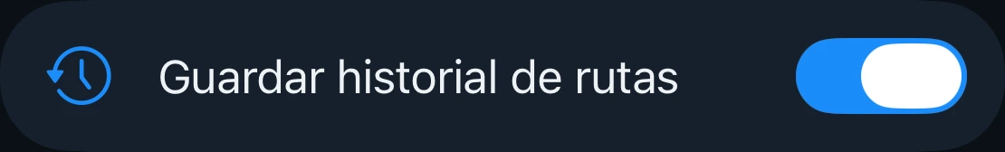 El ajuste Guardar historial de rutas