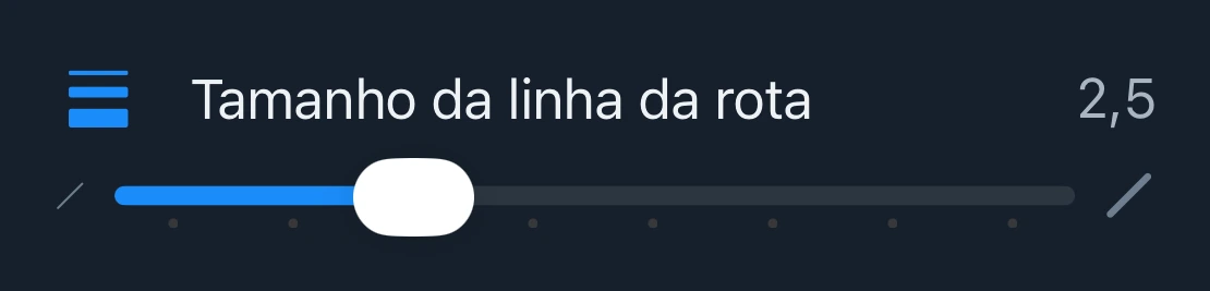 O controle Tamanho da linha da rota