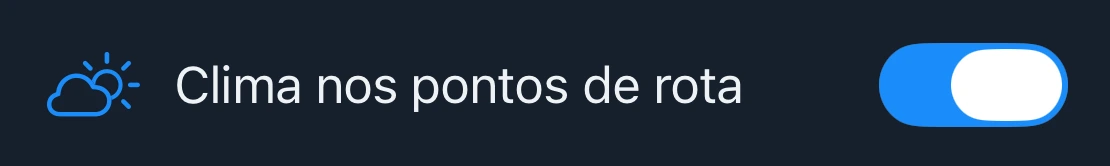 A configuração Clima nos pontos de rota